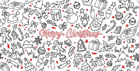 Hand drawn doodle elements, Christmas set icon. vector illustration Stock Illustration