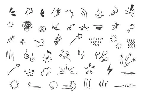 Hand drawn doodle elements set on white background Stock Illustration