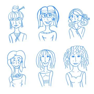 Hand drawn doodle faces Stock Illustration