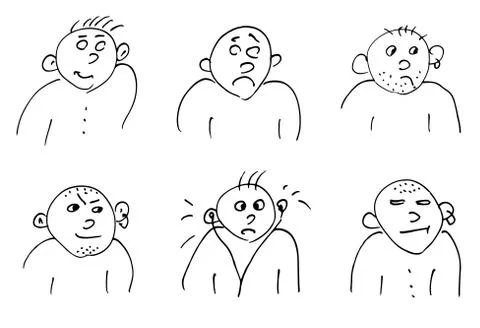 Hand-drawn doodle faces of men of different styles Stock Illustration