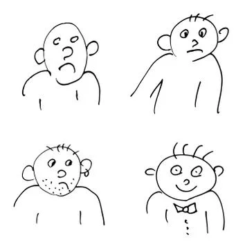 Hand-drawn doodle faces of men of different styles Stock Illustration