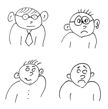 Hand-drawn doodle faces of men of different styles Stock Illustration