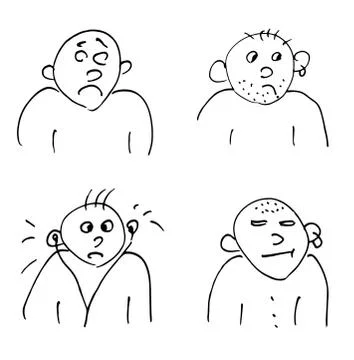 Hand-drawn doodle faces of men of different styles Stock Illustration