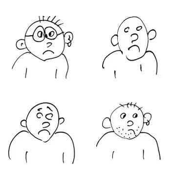 Hand-drawn doodle faces of men of different styles Illustrazione stock