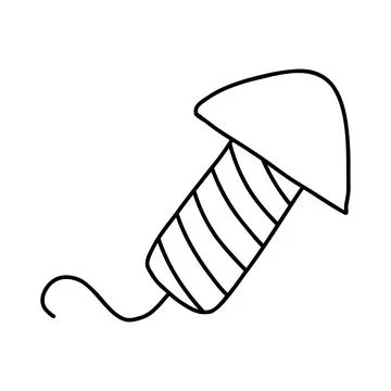 Hand drawn doodle firecracker, petard. Cartoon element, vector sketch Stock Illustration