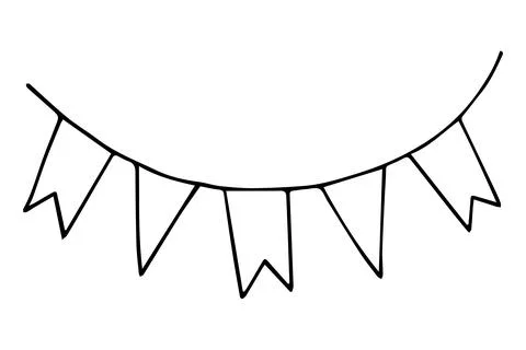 Hand-drawn doodle flags garland decoration Stock Illustration