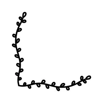 Hand drawn doodle floral corner element with simple flower and leaves. Perfect Stock Illustration