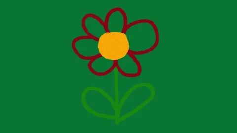 Hand-Drawn Doodle Flower 2D Animation Green Screen Asset | Colorful Doodle Flowe Stock Footage 327294440