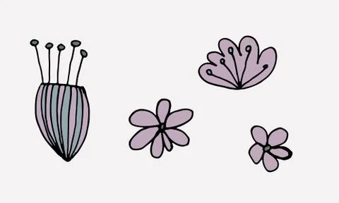 Hand drawn doodle flower head illustration Stock Illustration