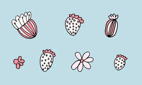 Hand drawn doodle flower head illustration Stock Illustration