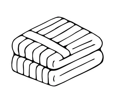 Hand Drawn Doodle Folded Ribbed Towels Stack Outline Illustration, Bath and.. Stock Illustration