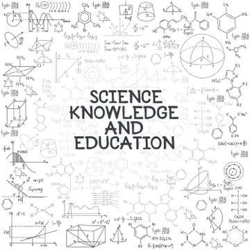 Hand drawn doodle formulas Science knowledge education Stock Illustration