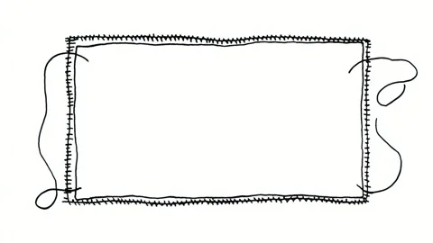 Hand drawn doodle frame border with empty center for text overlay, seamless.. Stock Footage 342041119