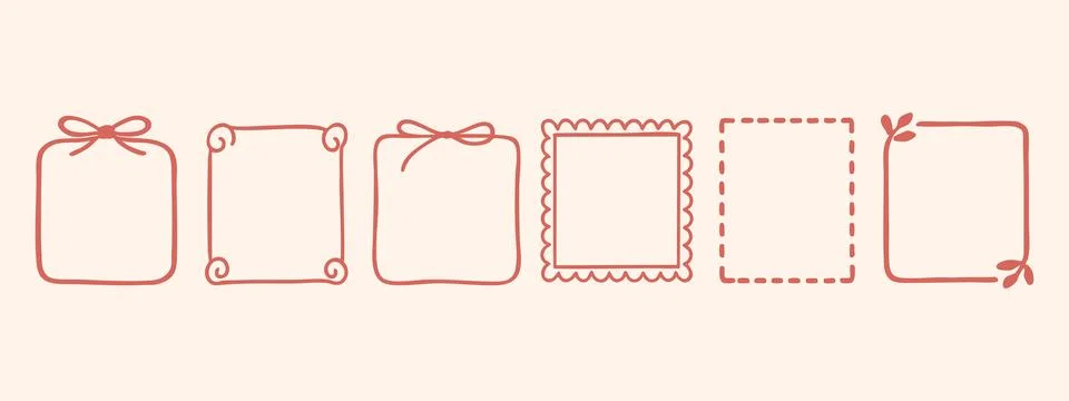 Hand drawn doodle frame collection for scrapbooking, journaling, planners Stock Illustration