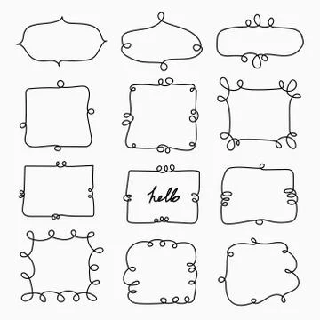 Hand Drawn Doodle Frame Decorative Calligraphic Elements. Stock Illustration