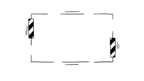Hand drawn doodle frame with striped geometric elements minimal outline bor.. Stock-Illustration