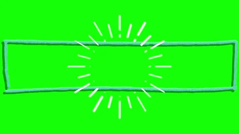 Hand drawn doodle frame with sunburst effect. Animated sketch border on green Stock Footage 339642317