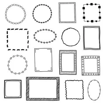 Hand drawn doodle frames, borders vector set イラスト素材
