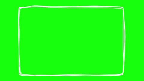 Hand drawn doodle frames, cute white frame, rectangle frame shaking on green Video stock 287791927