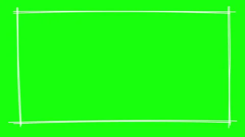 Hand drawn doodle frames, cute white frame, rectangle frame shaking on green Stock Footage 287792401