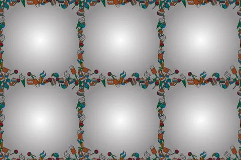 Hand drawn doodle frames. Raster. Picture in orange, white and black colors. Stockillustratie
