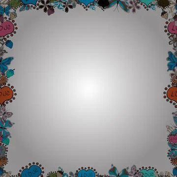 Hand-drawn doodle frames. Sketch icons for invitation, flyer, poster. Picture in Stock Illustration