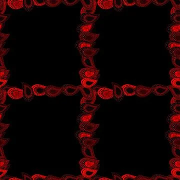 Hand drawn doodle frames. Vector. Seamless. Picture in brown, black and red colo Stock Illustration