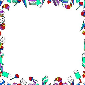 Hand drawn doodle frames. Vector. Picture in black, white and green colors. Stock Illustration