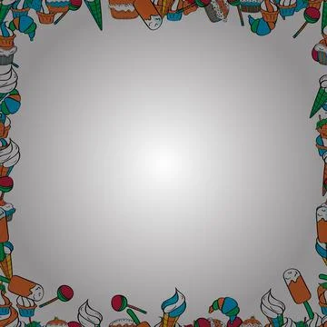 Hand drawn doodle frames. Vector. Picture in orange, white and black colors. Stock Illustration