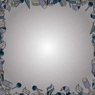 Hand drawn doodle frames. Vector. Picture in white, neutral and black colors. Stock Illustration