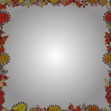 Hand-drawn doodle frames.Illustration in white, red and yellow colors. Vector il Illustrazione stock