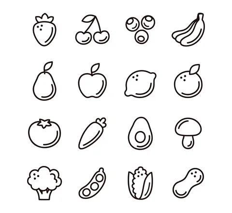 Hand drawn doodle fruit and vegetable icons Stock Illustration