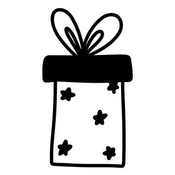 Hand drawn doodle gift box in vector format Stock Illustration