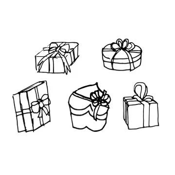 Hand drawn doodle gift set.Perfect for invitation, greeting card Stock Illustration