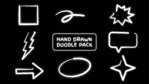 Hand Drawn Doodle Glow Elements Animated Pack Stock Footage 310797334