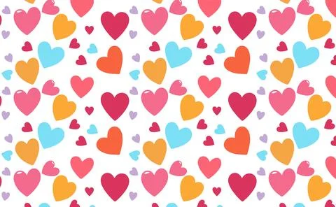 Hand drawn doodle Hearts shape red line seamless pattern heart on white Abs.. Stock Illustration