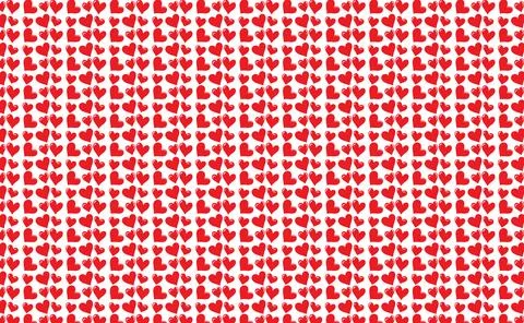 Hand drawn doodle Hearts shape red line seamless pattern heart on white Abs.. Stock Illustration