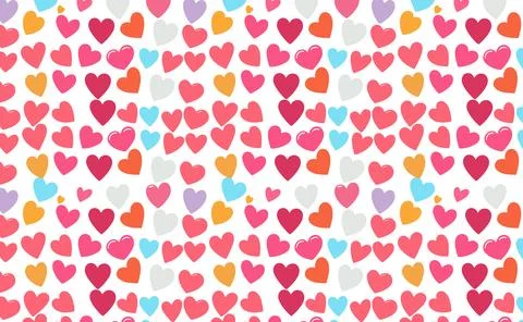 Hand drawn doodle Hearts shape red line seamless pattern heart on white Abs.. Stock Illustration