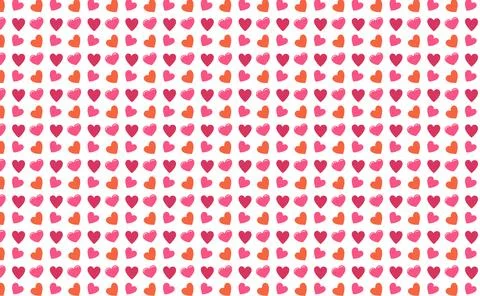 Hand drawn doodle Hearts shape red line seamless pattern heart on white Abs.. Stock Illustration