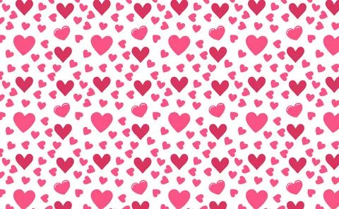 Hand drawn doodle Hearts shape red line seamless pattern heart on white Abs.. Stock Illustration