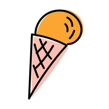 Hand drawn doodle ice cream cone icon, perfect for dessert related projects Illustrazione stock