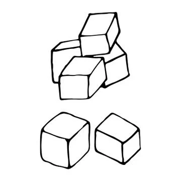 Hand drawn doodle ice cube. Contour sketch. Vector transparent illustration i Stock Illustration