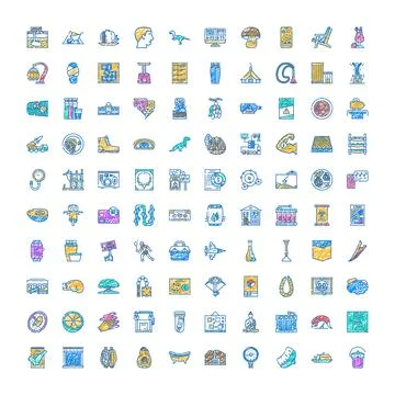 Hand drawn doodle icon collection on white background Stock Illustration