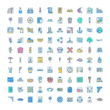 Hand drawn doodle icon collection on white background Stock Illustration