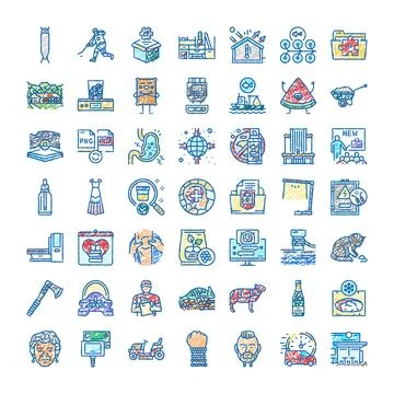 Hand drawn doodle icon collection illustrating various concepts Stock Illustration