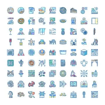 Hand drawn doodle icon collection representing various concepts Stock Illustration