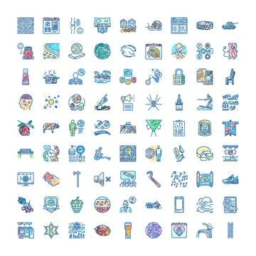 Hand drawn doodle icon collection representing variety of concepts Stock Illustration