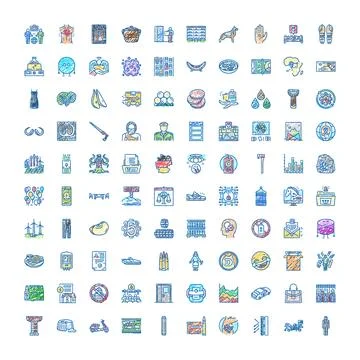 Hand drawn doodle icon collection illustrating many concepts Illustrazione stock