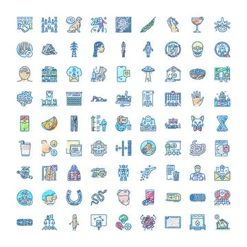 Hand drawn doodle icon collection portraying diverse concepts Stock Illustration