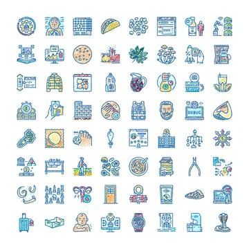 Hand drawn doodle icon collection representing diverse concepts 스톡 일러스트